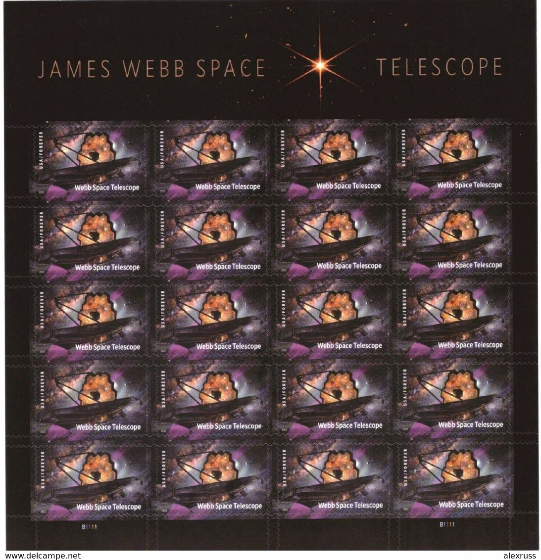 US 2022 Sheet Of 20, Scott # 5720, James Webb Space Telescope, VF MNH** - Etats-Unis