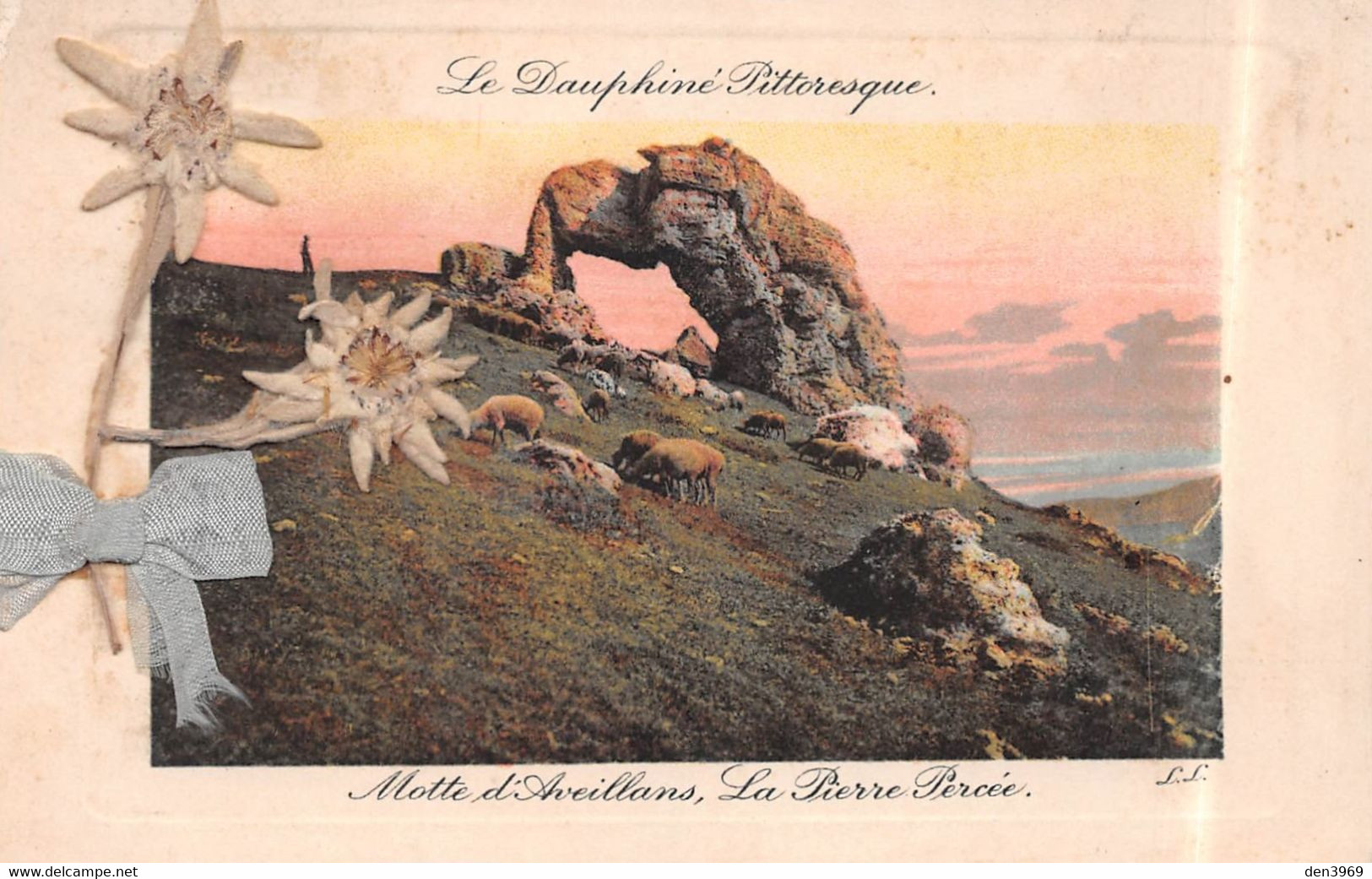 La MOTTE-d'AVEILLANS (Isère) - La Pierre Percée - Moutons - Fleurs Séchées Collées Edelweiss - Motte-d'Aveillans