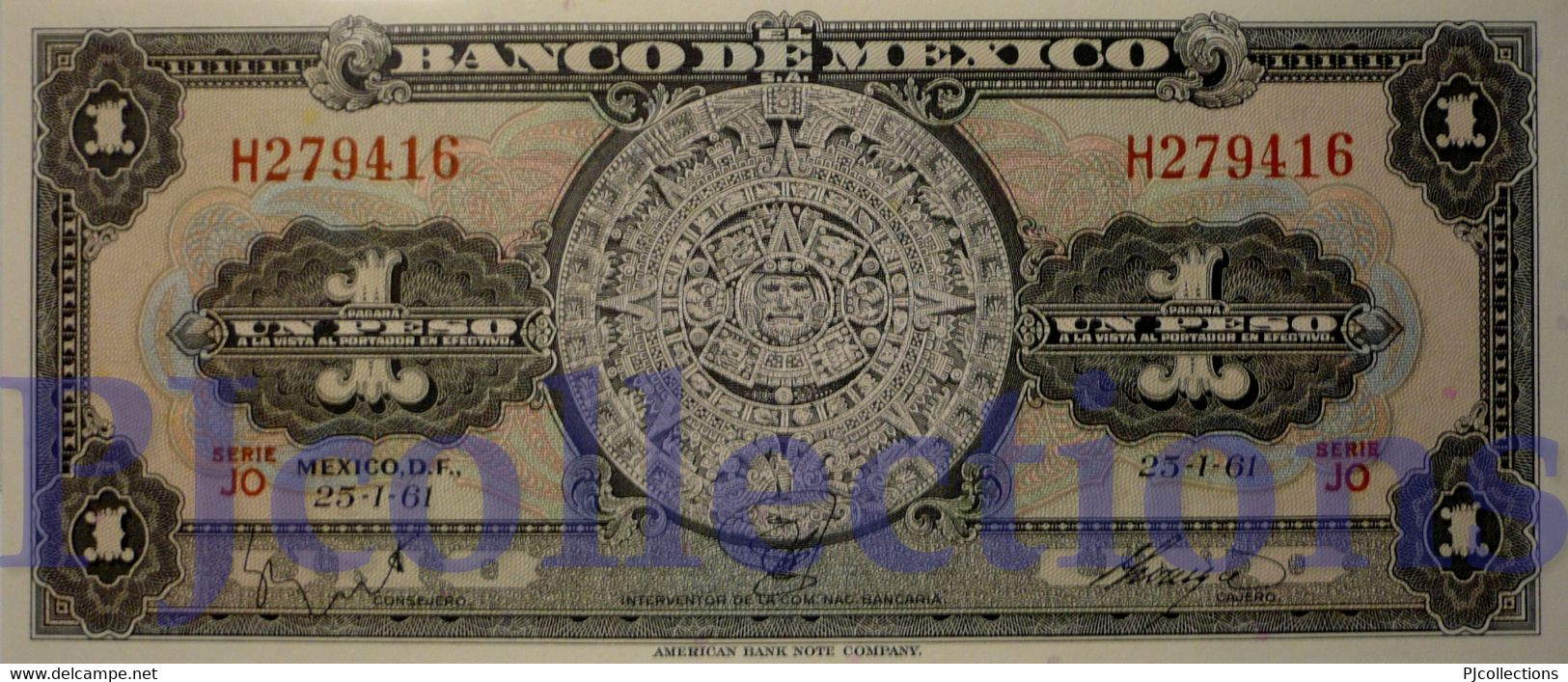 LOT MEXICO 1 PESO 1961 PICK 59g UNC X 5 PCS - Mexico