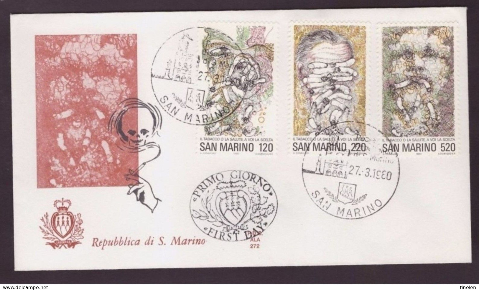 San Marino- 1980 Fdc Lotta Al Tabacco - Drogen