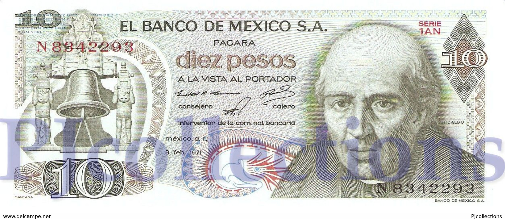 MEXICO 10 PESOS 1971 PICK 63d UNC - Mexico