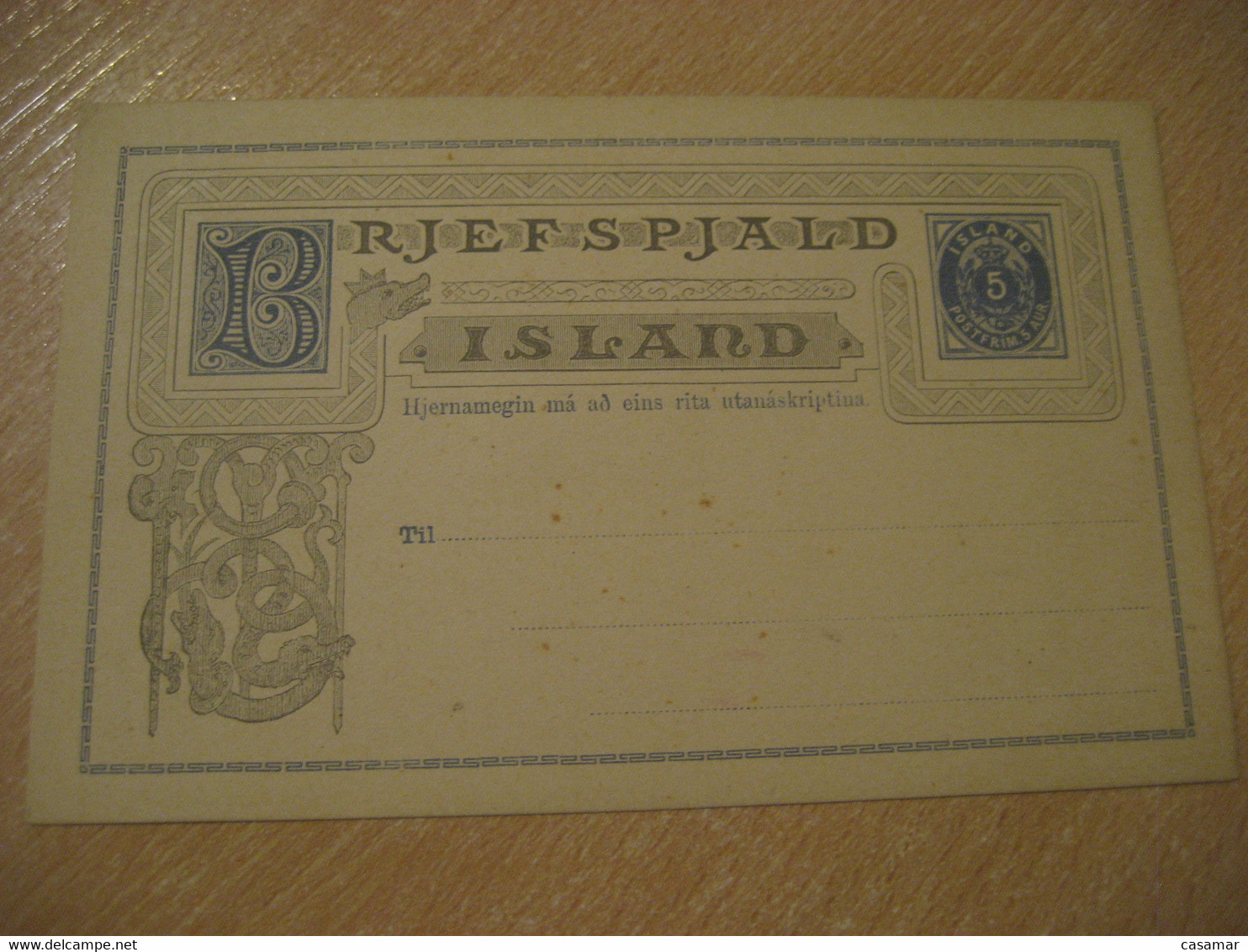 5 Aur Rjefspjald Island Postal Stationery Card ICELAND - Postal Stationery