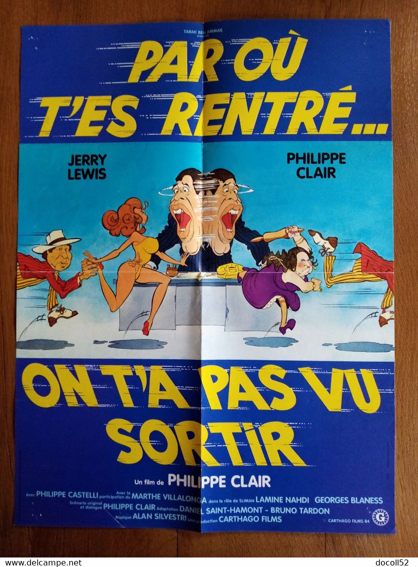 AFFICHE CINEMA ORIGINALE FILM PAR OU T'ES RENTRE ON T'A PAS VU SORTIR 1984 JERRY LEWIS 52.3CMX38.8CM DE PHILIPPE CLAIR - Affiches & Posters