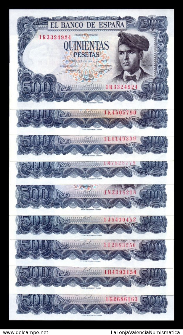 España Spain Colección 43 Billetes 500 Pesetas J. Verdaguer 1971 Pick 153 Sin Serie - 1R SC- AUNC - 500 Pesetas