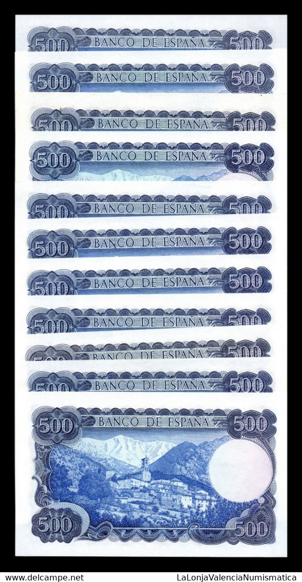 España Spain Colección 43 billetes 500 Pesetas J. Verdaguer 1971 Pick 153 Sin serie - 1R SC- aUNC