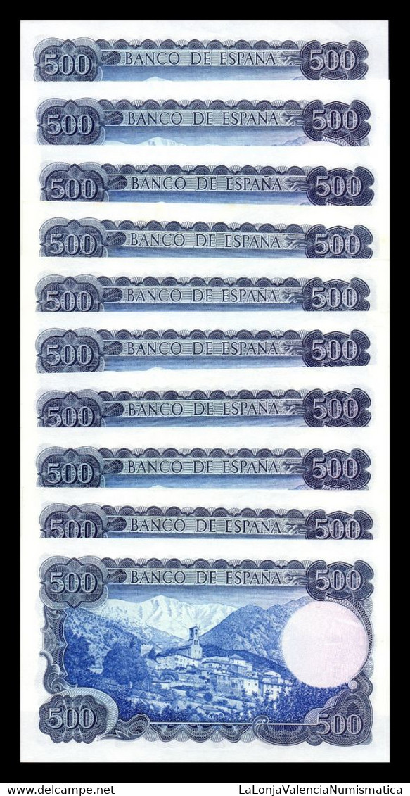 España Spain Colección 43 billetes 500 Pesetas J. Verdaguer 1971 Pick 153 Sin serie - 1R SC- aUNC