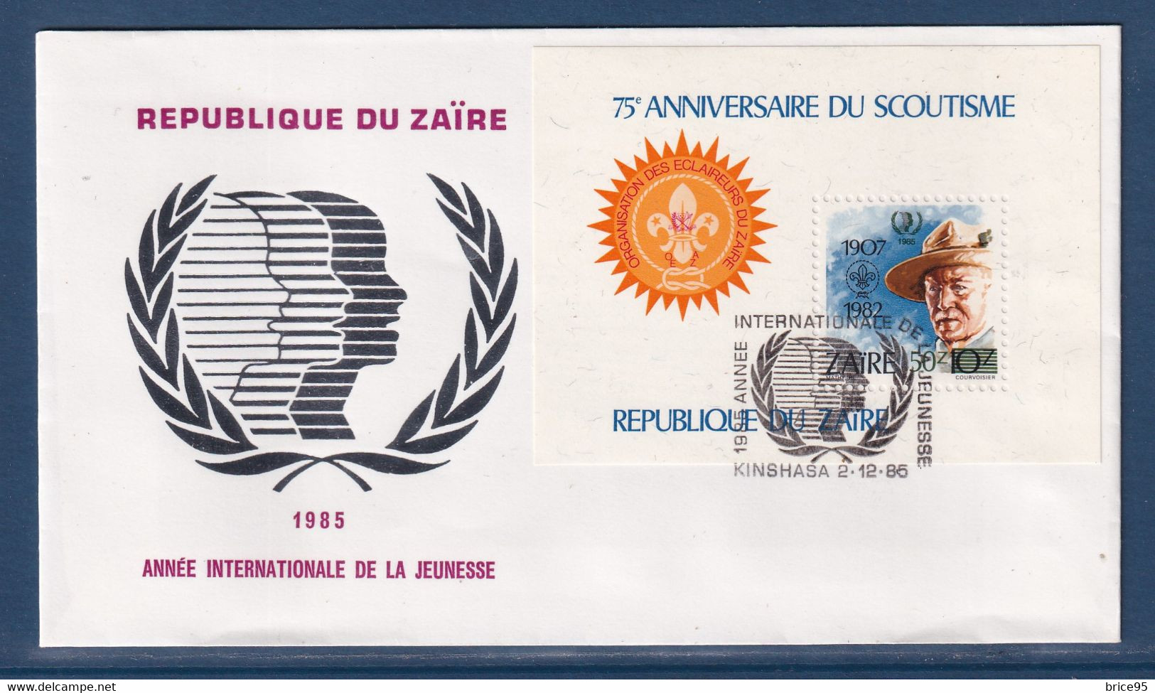 ⭐ Zaïre - FDC - Premier Jour - Anniversaire Du Scoutisme - 1985 ⭐ - 1980-1989