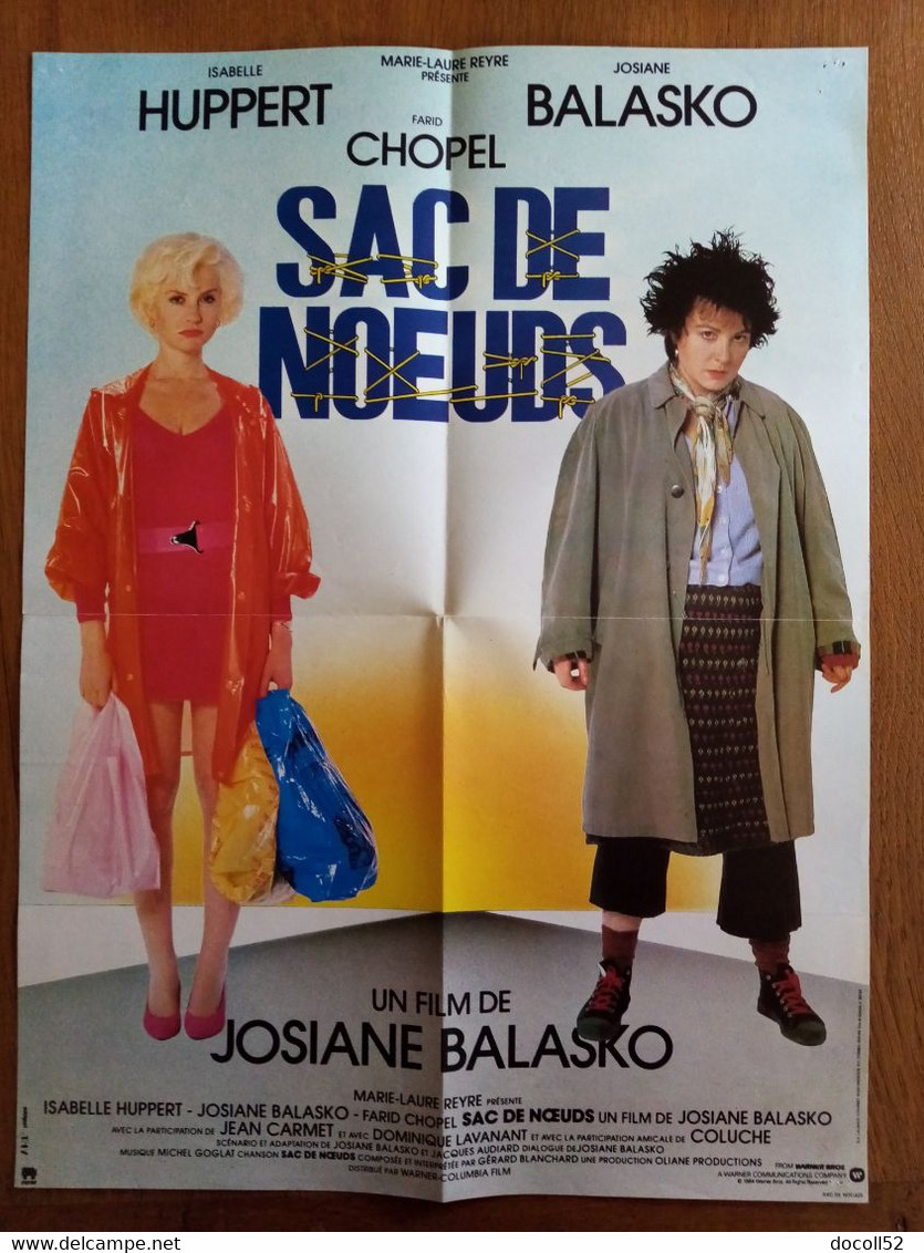 AFFICHE CINEMA ORIGINALE FILM SAC DE NOEUDS 1985 JOSIANE BALASKO ISABELLE HUPPERT FARID CHOPEL 52.4CMX38.8CM DE BALASKO - Affiches & Posters