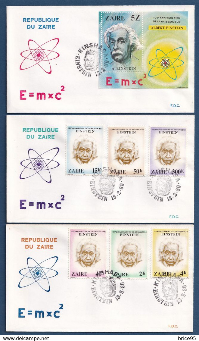 ⭐ Zaïre - FDC - Premier Jour - Einstein - E = M X C2 - 1980 ⭐ - 1980-1989