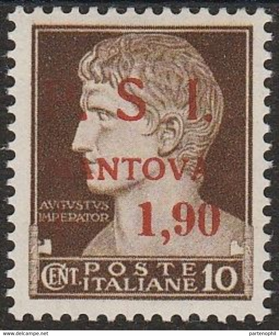 211 Emissioni Autonome - Mantova  1945 - Imperiale C. 10 Bruno Con Soprastampa “P.S.I. Mantova 1,90”, Non Emesso. Cert. - Local And Autonomous Issues