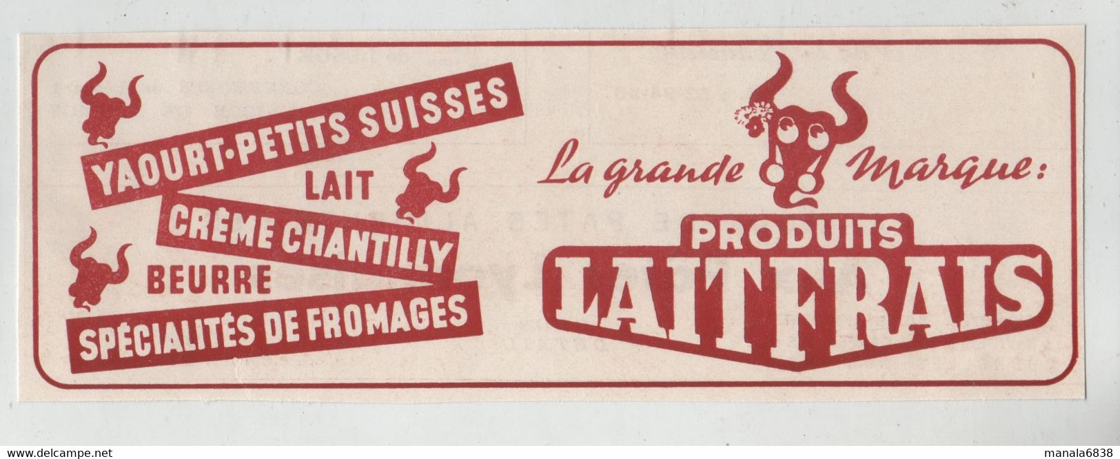 Produits Laitfrais Yaourt Petits Suisses Crème Chantilly Beurre Spécialités De Fromages Lait 1957 - Werbung