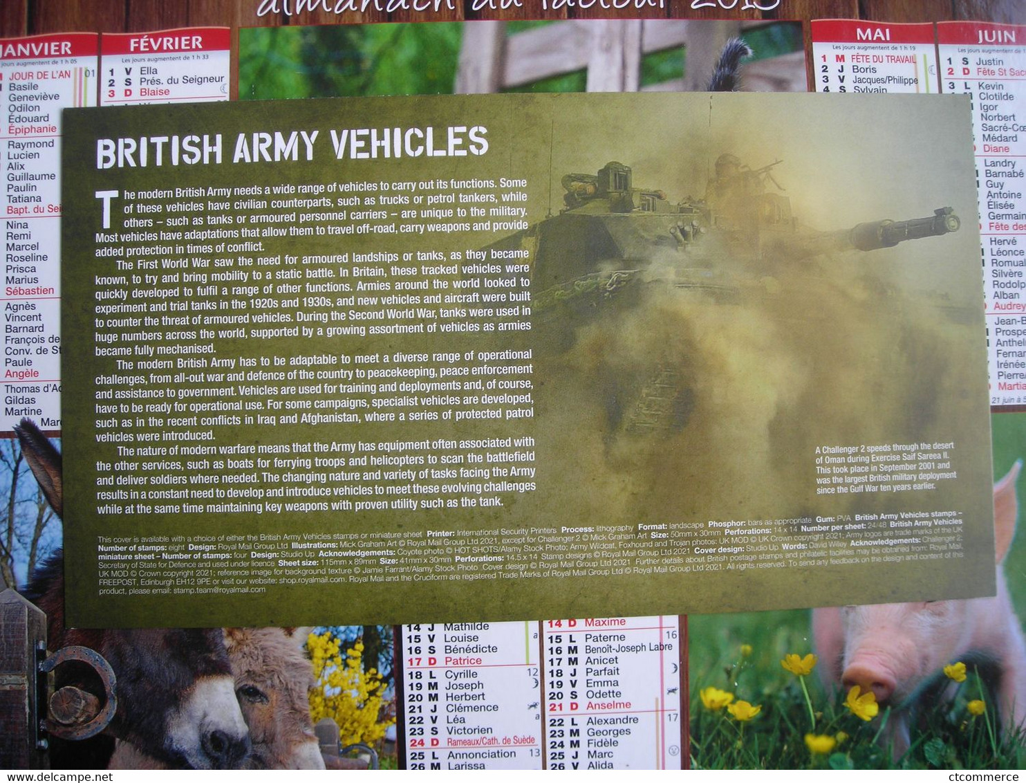 FDC Véhicules De L'armée Britannique, British Army Vehicles, Churchill AVRE - 2011-2020 Em. Décimales
