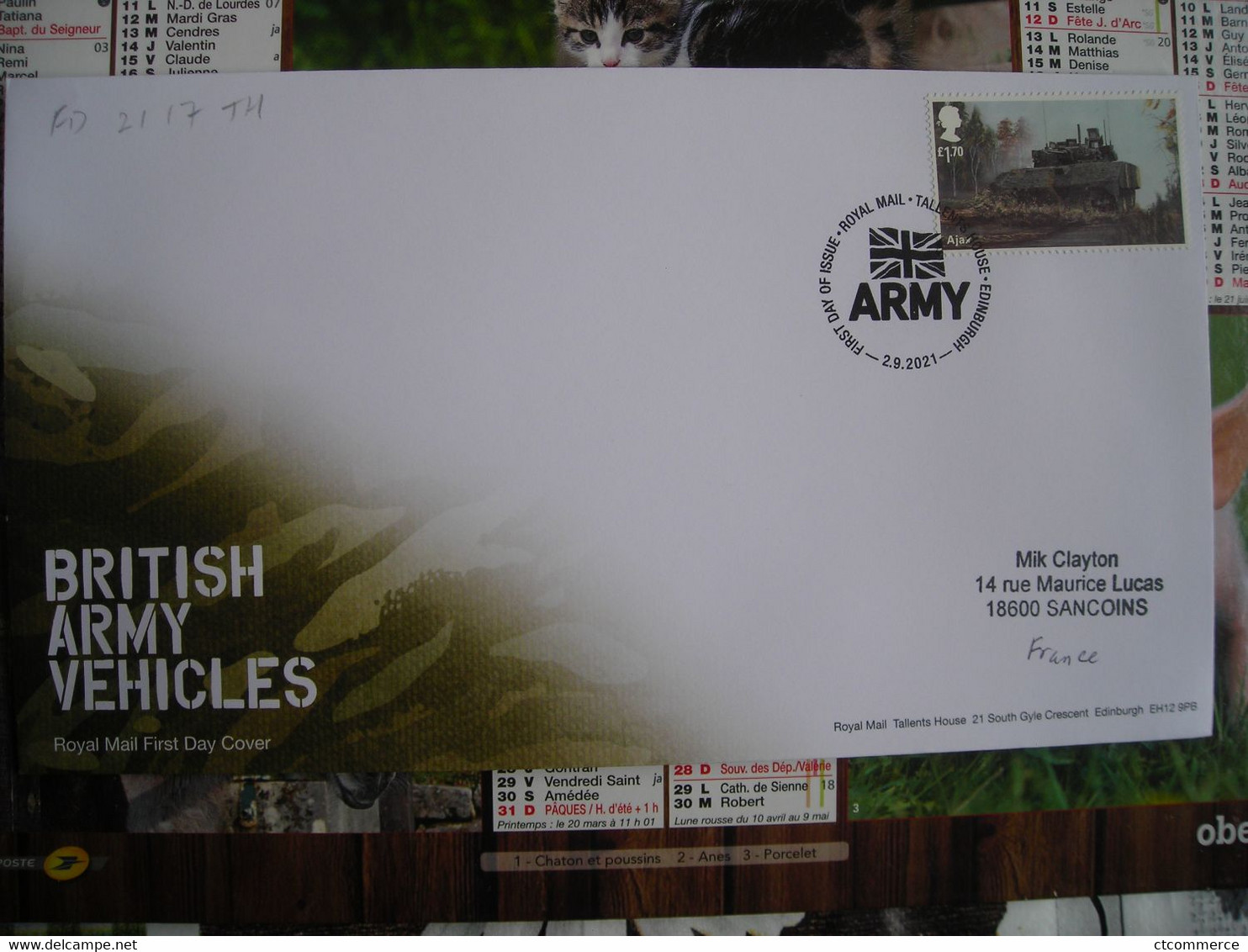 FDC Véhicules De L'armée Britannique, British Army Vehicles, Ajax - 2011-2020 Decimal Issues