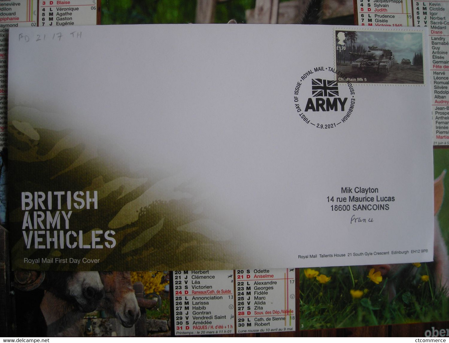 FDC Véhicules De L'armée Britannique, British Army Vehicles, Chieftain Mk 5 - 2011-2020 Dezimalausgaben