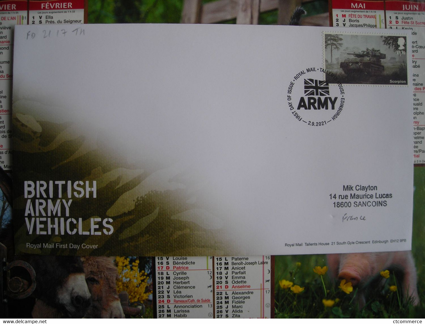 FDC Véhicules De L'armée Britannique, British Army Vehicles, Scorpion - 2011-2020 Decimal Issues