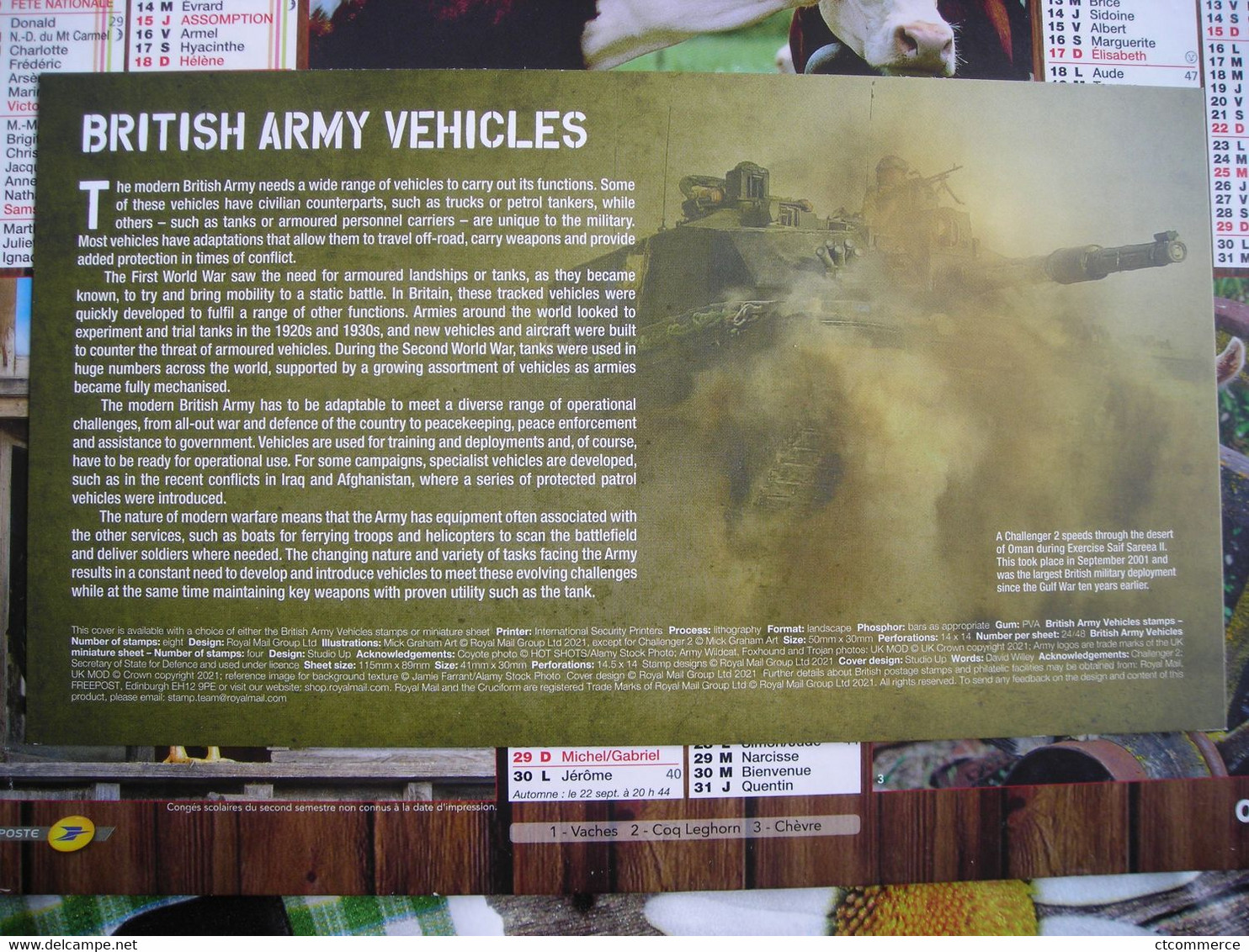 FDC Véhicules De L'armée Britannique, British Army Vehicles, Scorpion - 2011-2020 Decimal Issues