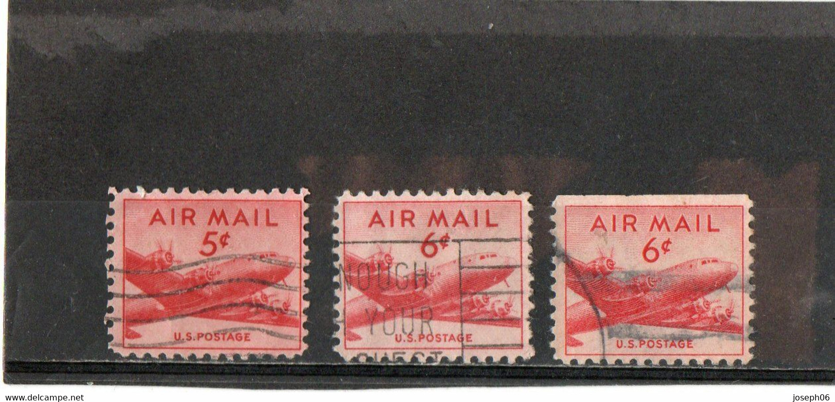 ETATS - UNIS   1947-49  Poste Aérienne  Y.T. N° 34  35  35a  Oblitéré - 2a. 1941-1960 Oblitérés