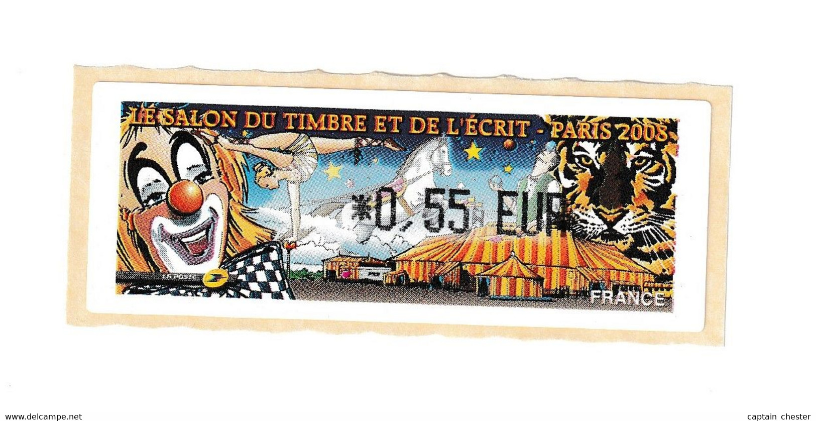 VIGNETTE LISA " Salon Du Timbre Et De L'Ecrit 2008 LE CIRQUE - 0.55 € " Neuve - 1999-2009 Illustrated Franking Labels