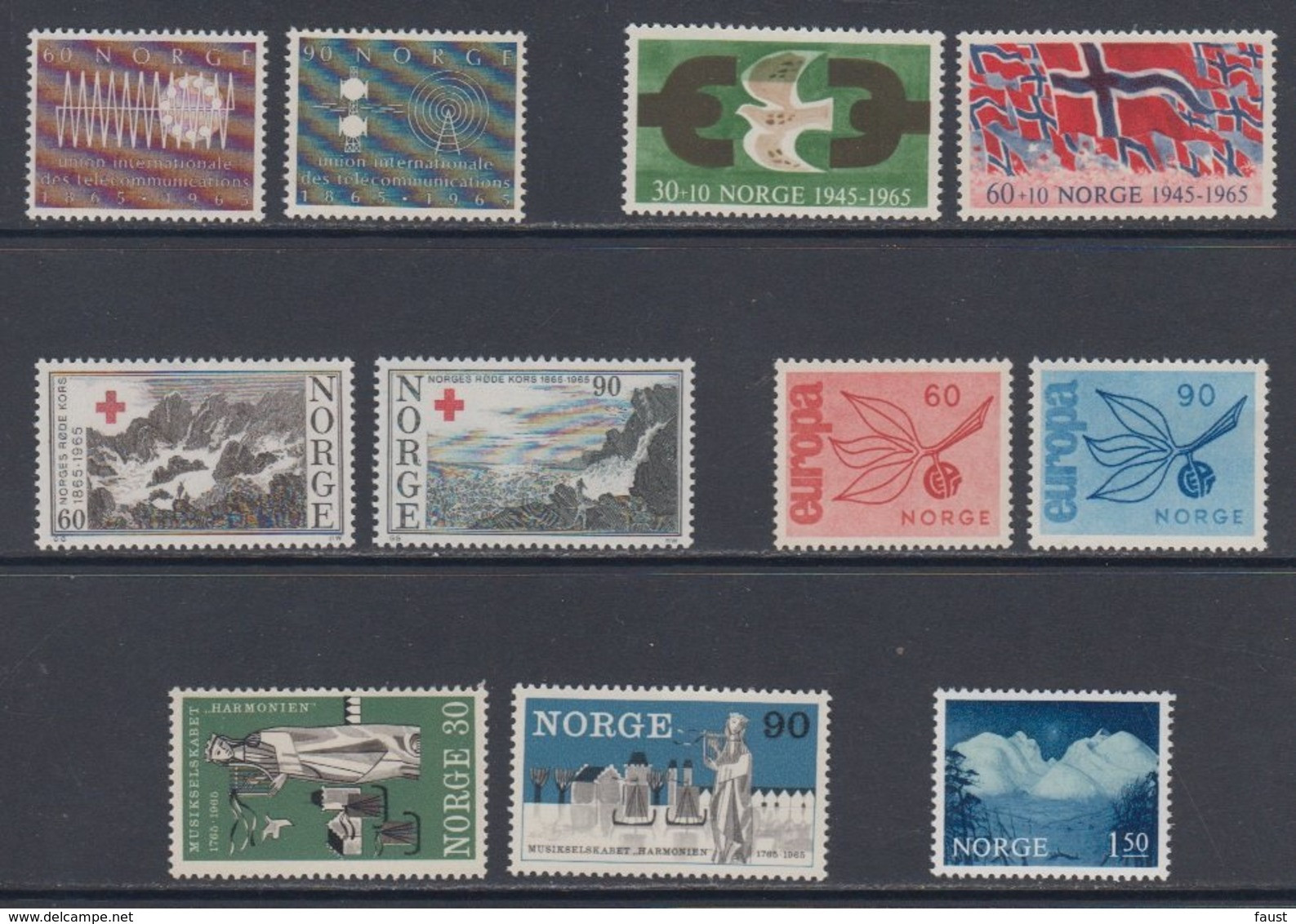 1965 ** Norway (sans Charn., MNH, Postfrish) Complete Yv 480/90   Mi 526/36 (11v) - Volledig Jaar