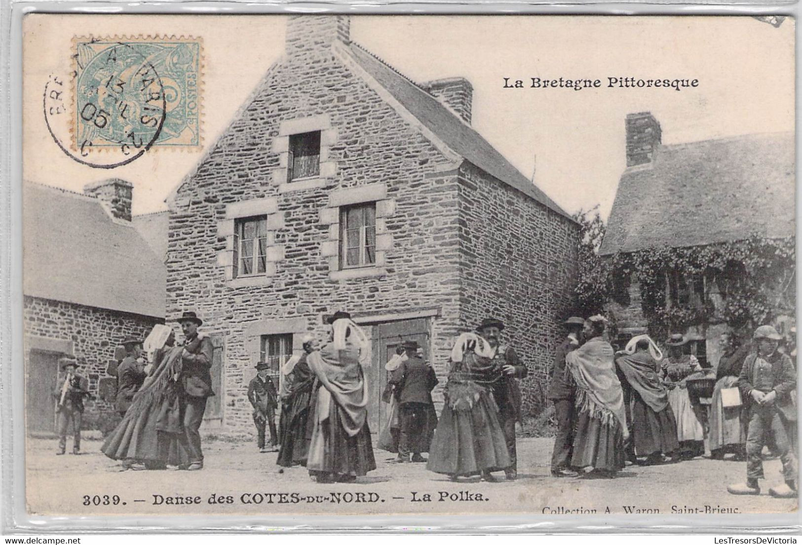 CPA Folklore - LA BRETAGNE PITTORESQUE - Danse Des Cotes Du Nord - La Polka - 3039 - Collection A WARON St Brieuc - Danses