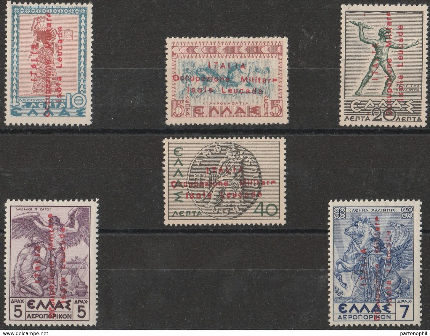 251 -  1941 - Francobolli Di Grecia Serie Mitologia Con Soprastampa Non Autorizzata “ Occ. Italiana Militare Isola Leuca - Sonstige & Ohne Zuordnung