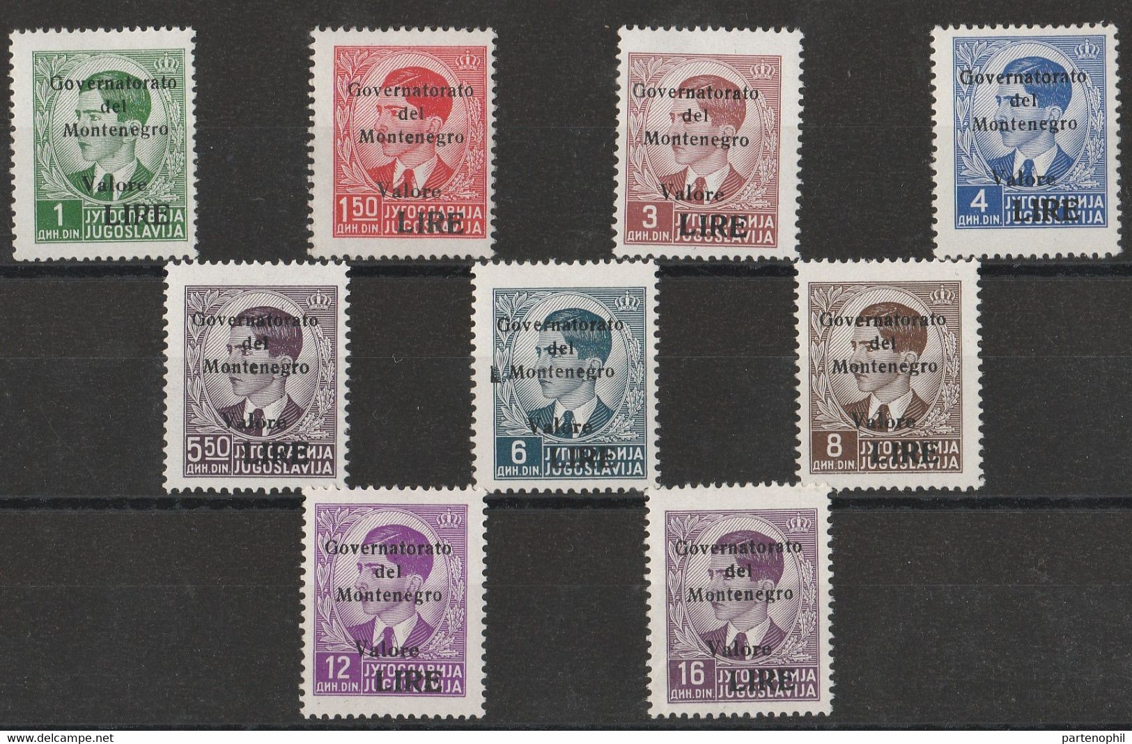 252 Montenegro  1942 - Francobolli Di Jugoslavia Re Pietro Con Soprastampa “Montenegro” N. 40/48. MNH - Montenegro