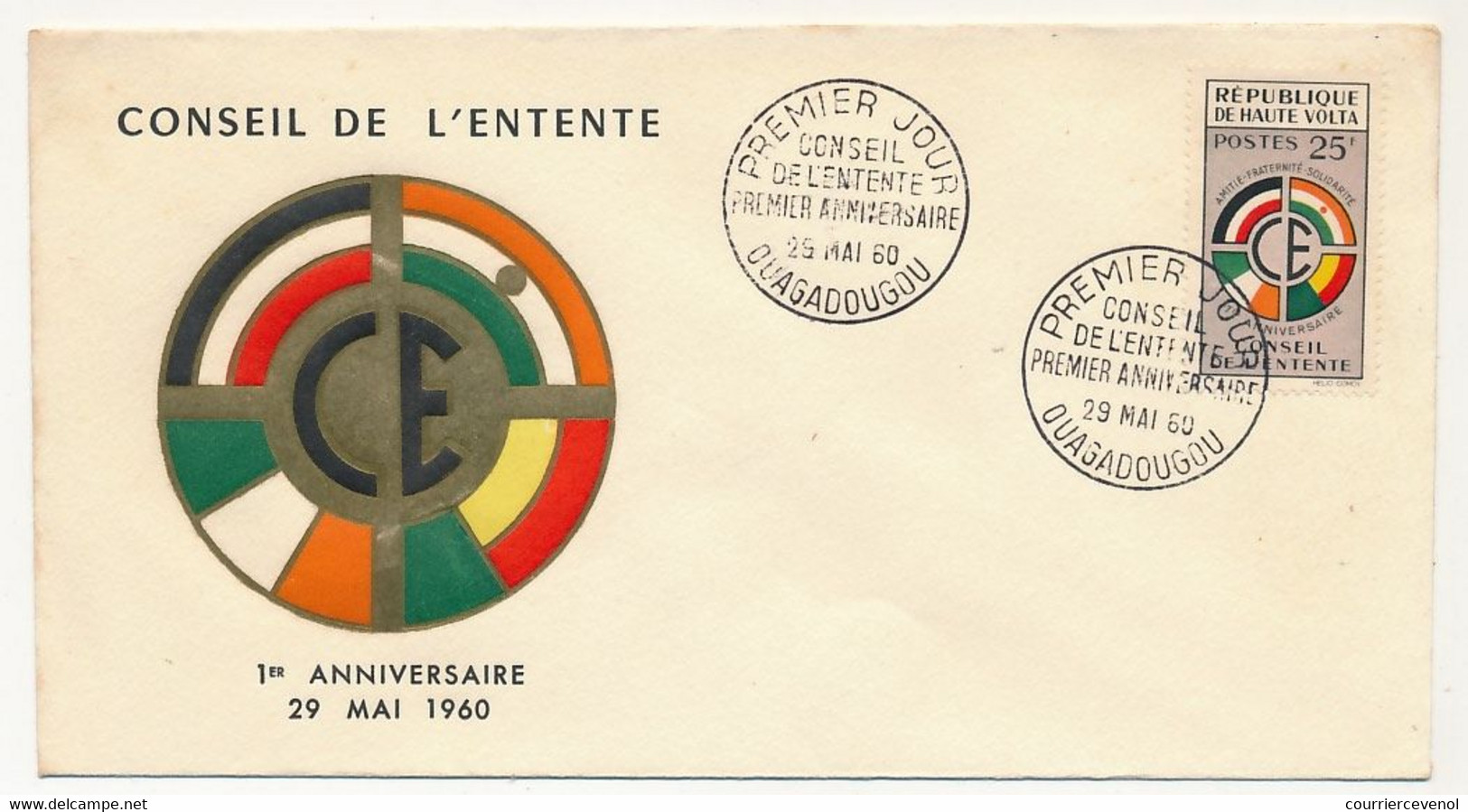 NIGER - Enveloppe FDC - 25F Conseil De L'Entente - Premier Anniversaire - NIAMEY - 29 Mai 1960 - Níger (1960-...)