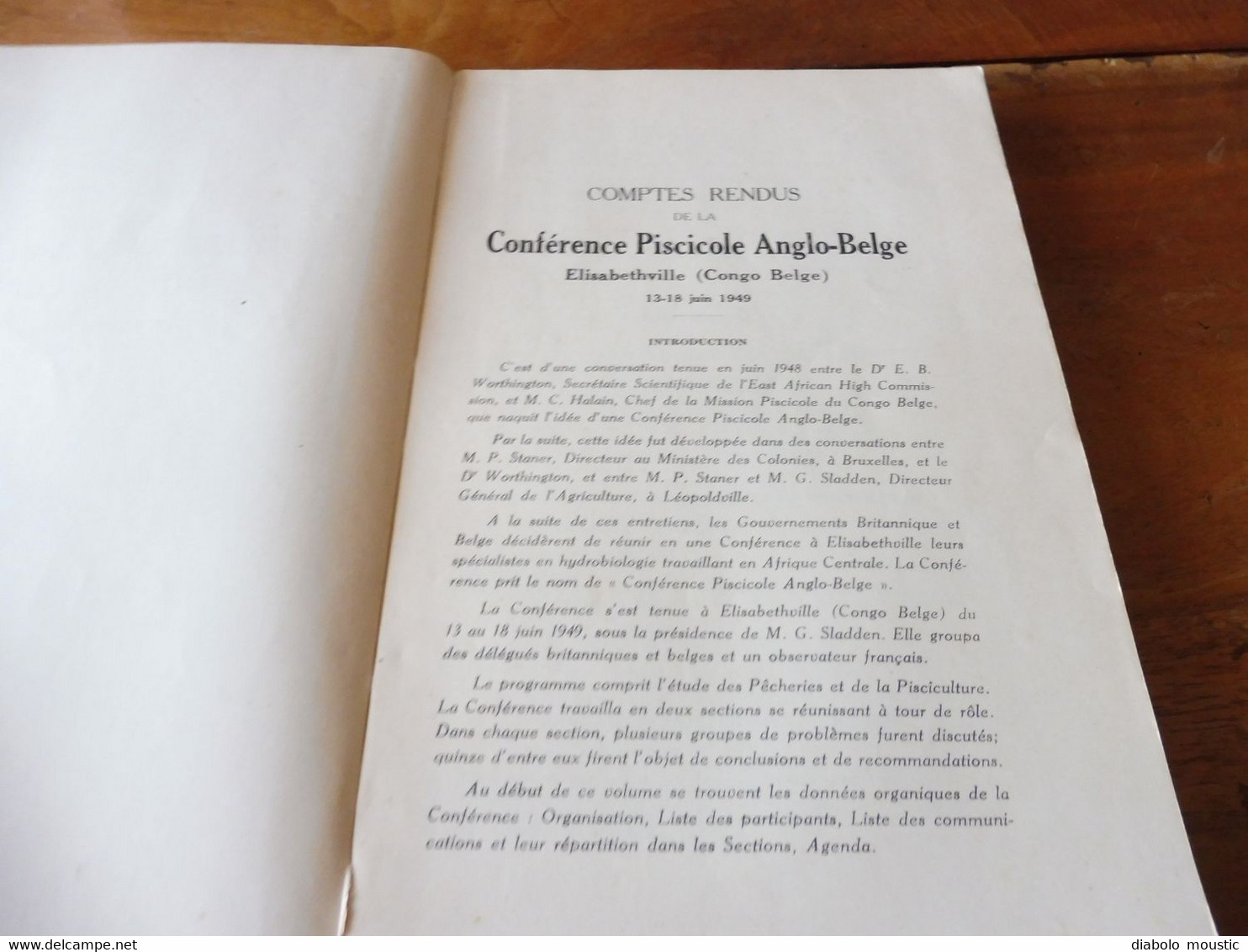 1950  Conférence Piscicole Anglo-Belge (pour Une Bonne Production De Poissons)- Elisabethville (Congo Belge)   Bilingue - Fischen + Jagen