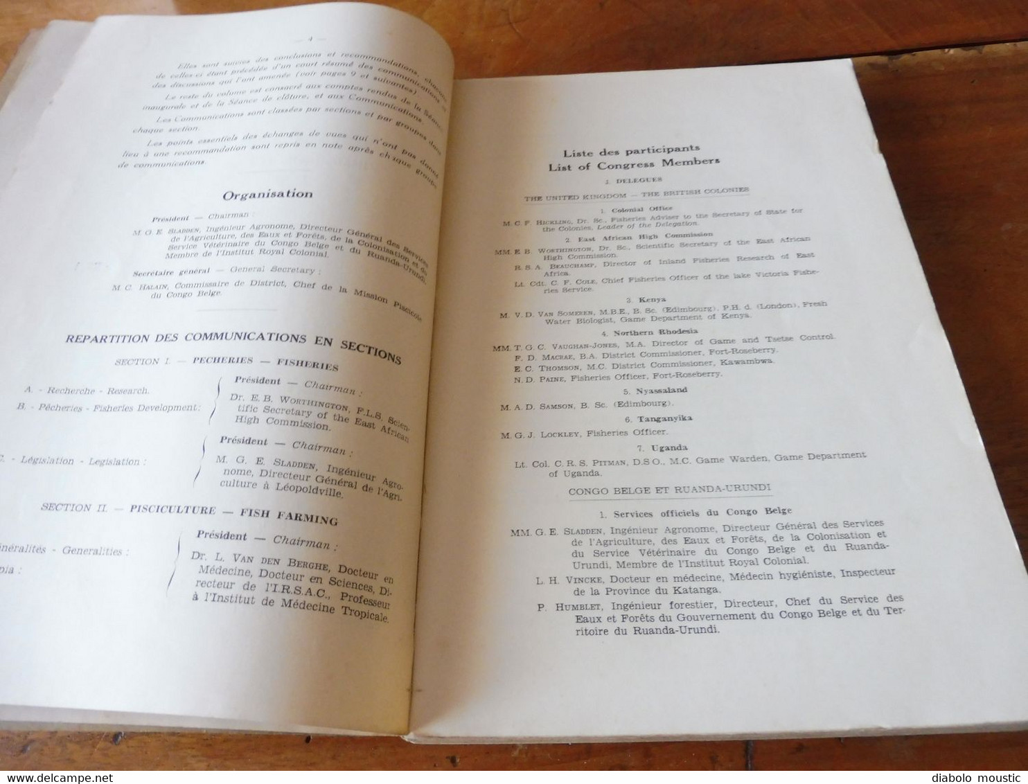 1950  Conférence Piscicole Anglo-Belge (pour Une Bonne Production De Poissons)- Elisabethville (Congo Belge)   Bilingue - Caza/Pezca