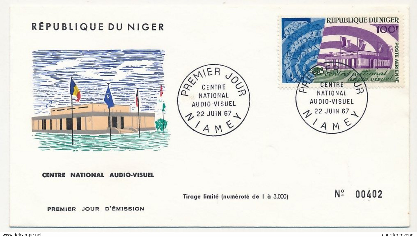 NIGER - Enveloppe FDC - 100F Centre National Audio-visuel - NIAMEY - 22 Juin 1967 - Niger (1960-...)