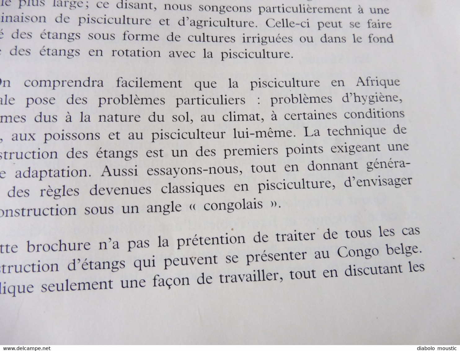 1950  La Construction d'Etangs de Pisciculture au Congo Belge  par A. F. de Bont ,  (Recherches piscicoles)