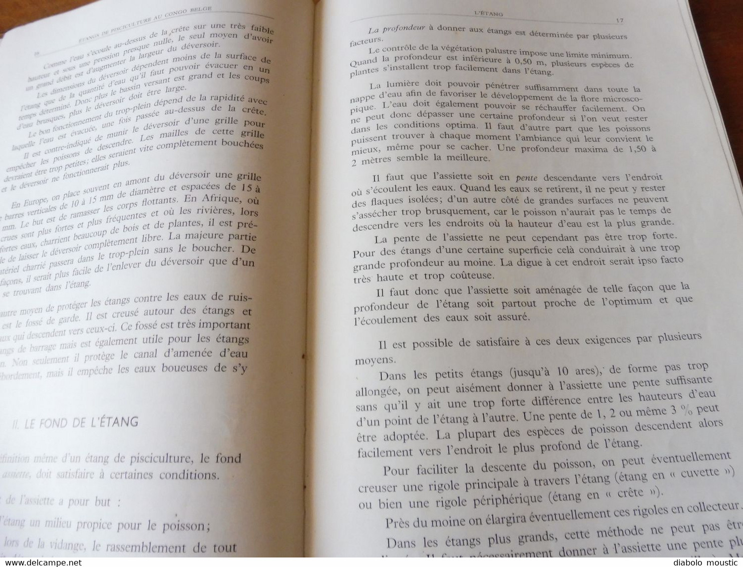 1950  La Construction d'Etangs de Pisciculture au Congo Belge  par A. F. de Bont ,  (Recherches piscicoles)