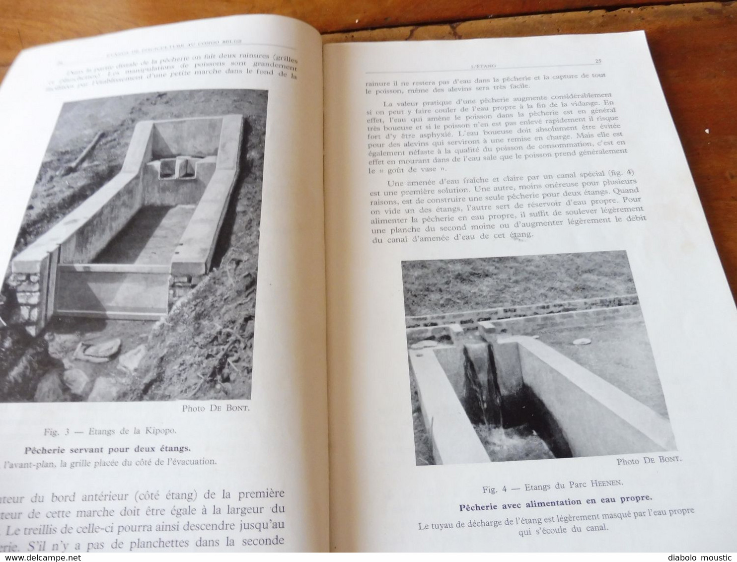 1950  La Construction d'Etangs de Pisciculture au Congo Belge  par A. F. de Bont ,  (Recherches piscicoles)