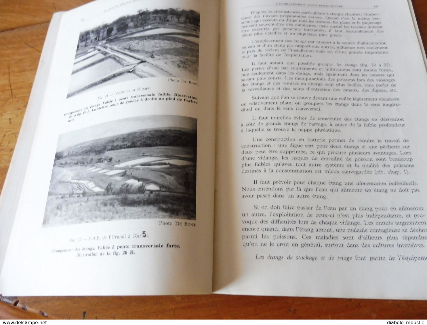 1950  La Construction d'Etangs de Pisciculture au Congo Belge  par A. F. de Bont ,  (Recherches piscicoles)