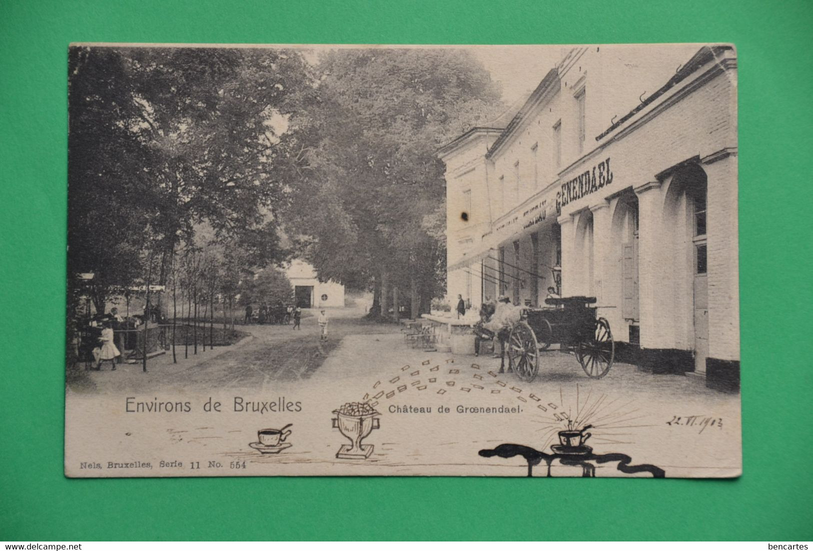 Groenendael 1903: Le Château De Groenendael Très Animée Avec Calèche. - Höilaart