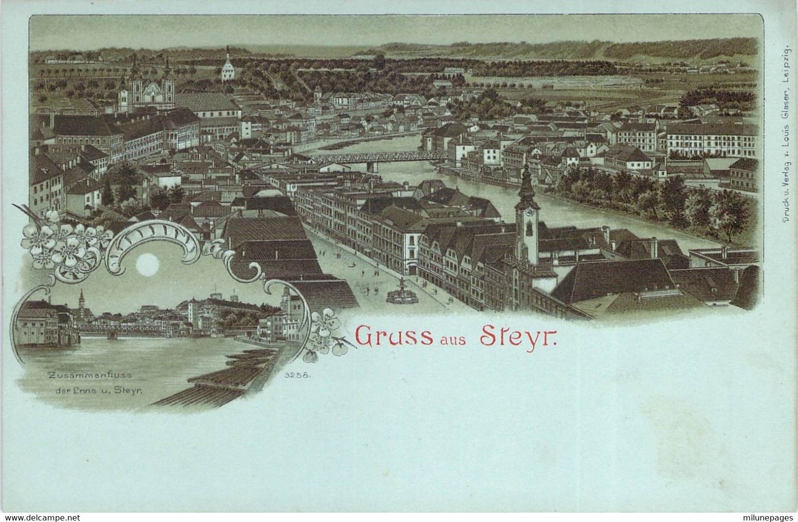 Autriche Austria Ak Litho Gruss Aus Steyr Louis Glaser 3258 < 1900 - Steyr