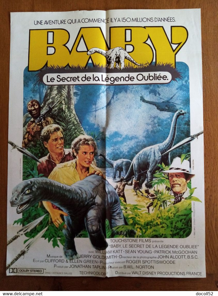AFFICHE CINEMA ORIGINALE FILM BABY LE SECRET DE LA LEGENDE OUBLIEE 1985 54.3CMX39.9CM DE BILL L NORTON - DINOSAURES - Affiches & Posters