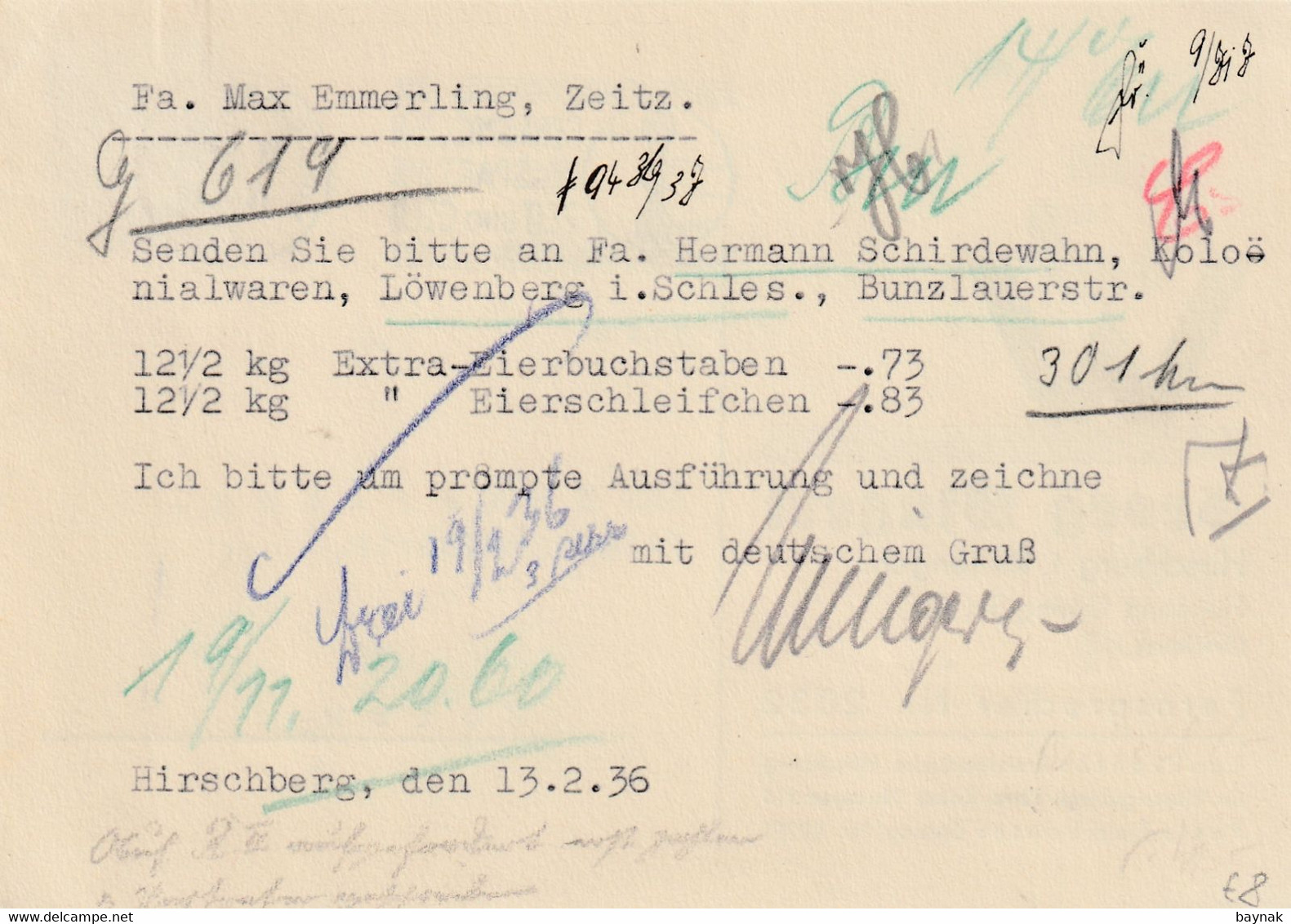 G16  --  POSTKARTE   --  HIRSCHBERG I Rsgb.  --  GEORG WINGERT    --  SCHLESIEN  --  1936 - Other & Unclassified