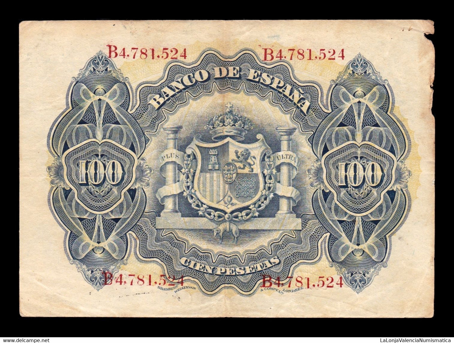 España Spain 100 Pesetas Alegorias 1906 Pick 59 Serie B BC/+ F/+ - 100 Peseten