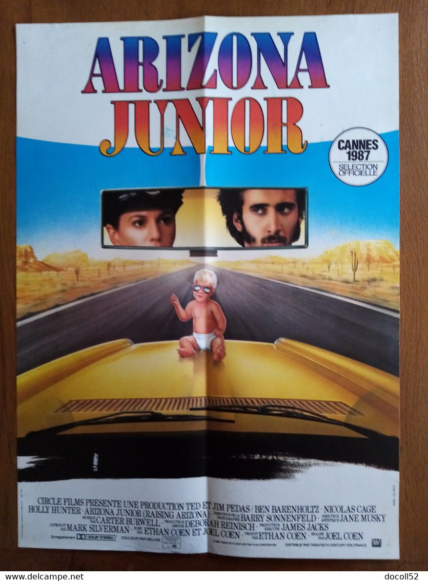 AFFICHE CINEMA ORIGINALE FILM ARIZONA JUNIOR 1987 NICOLAS CAGE HOLLY HUNTER JOHN GOODMAN 53.7CMX38.5CM DE JOEL COEN - Affiches & Posters