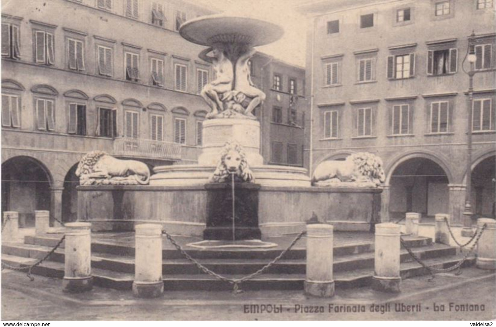 EMPOLI - FIRENZE - PIAZZA FARINATA DEGLI UBERTI - LA FONTANA DEI LEONI - VIAGG. 1914 - Empoli