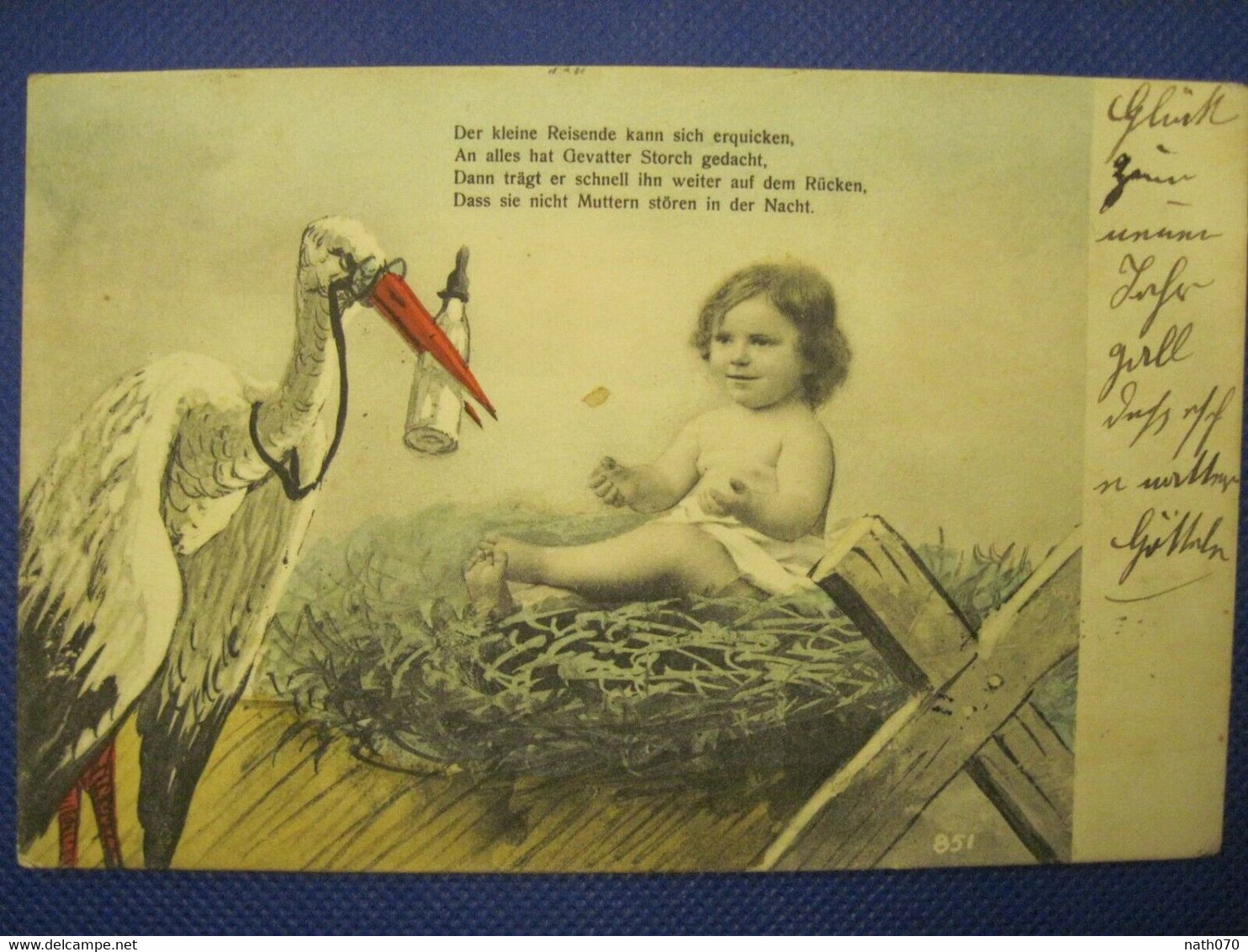 AK 1906 CPA Kinder Storch DR Heiligenstein BARR Elsass Babyflasche Cigogne Alsace - Birth