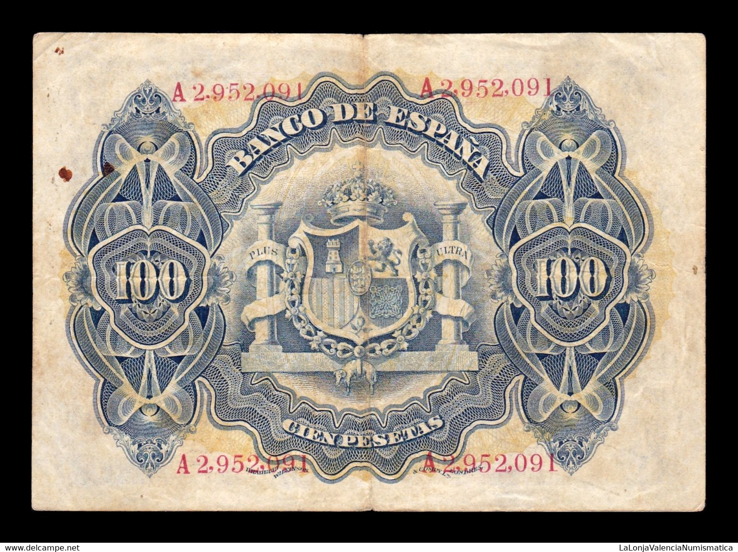 España Spain 100 Pesetas Alegorias 1906 Pick 59 Serie A MBC VF - 100 Peseten