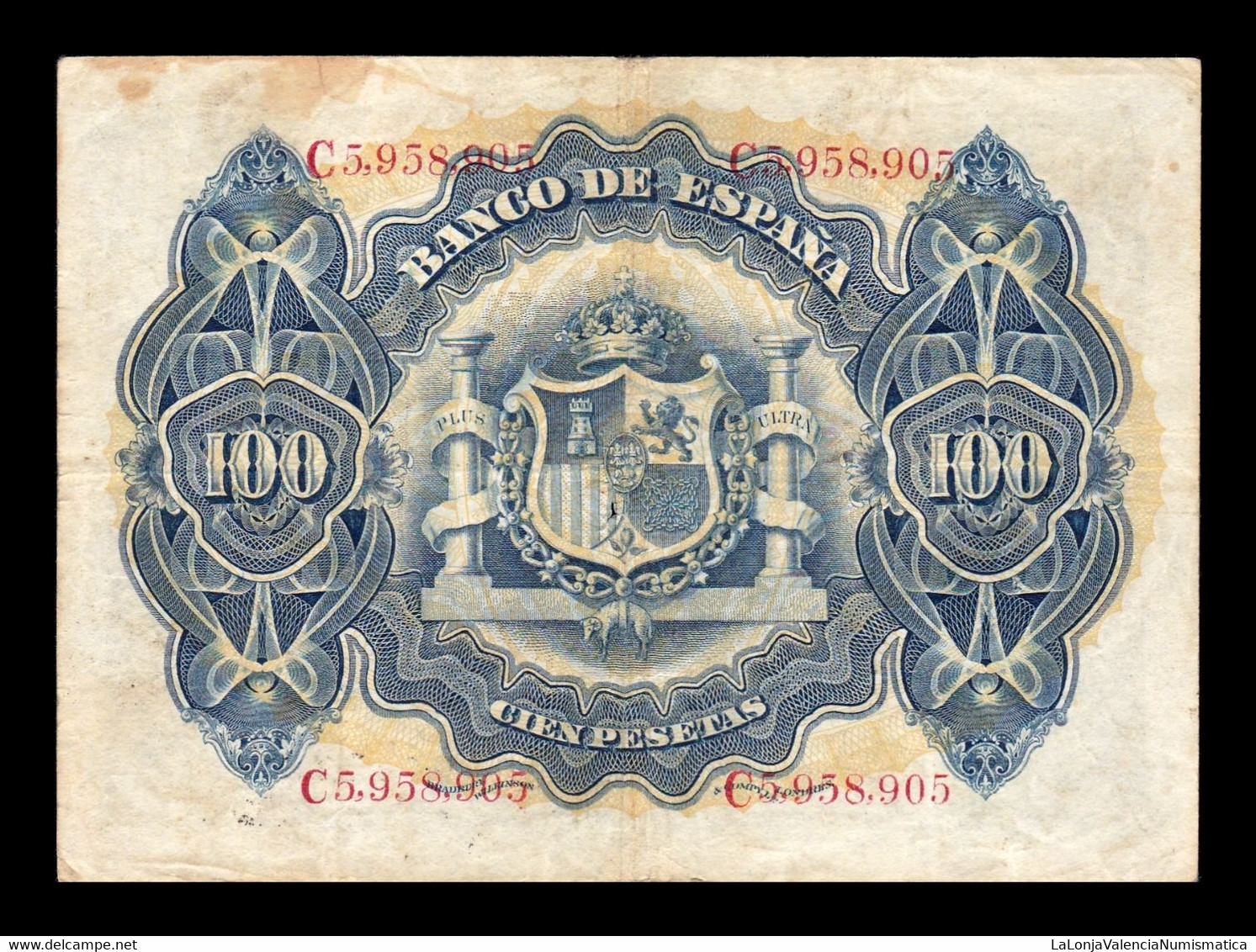 España Spain 100 Pesetas Alegorias 1906 Pick 59 Serie C MBC VF - 100 Peseten