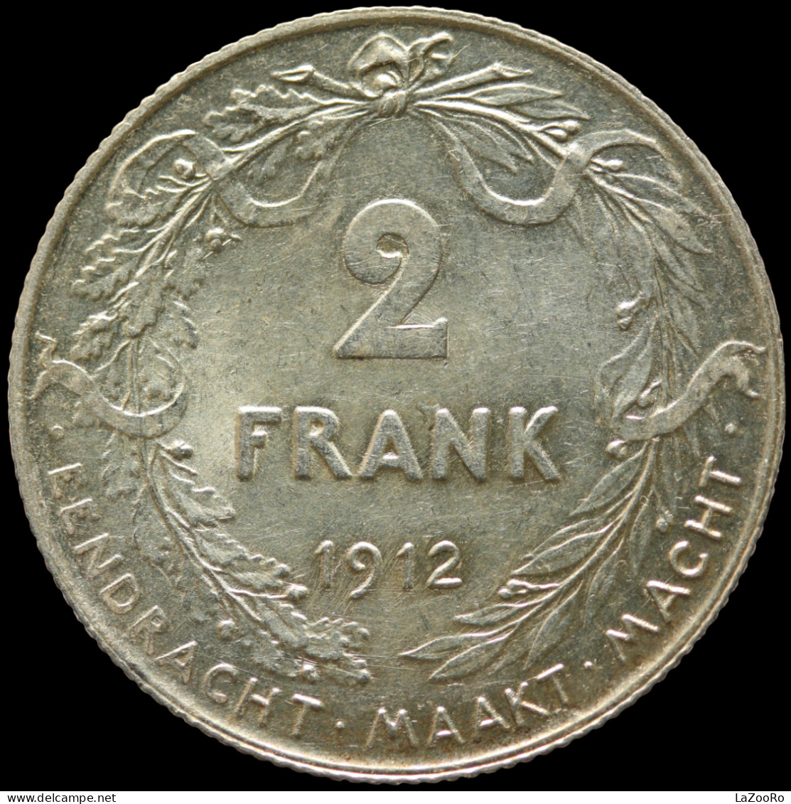 LaZooRo: Belgium 2 Francs Frank 1912 XF / UNC - Silver - 2 Francos