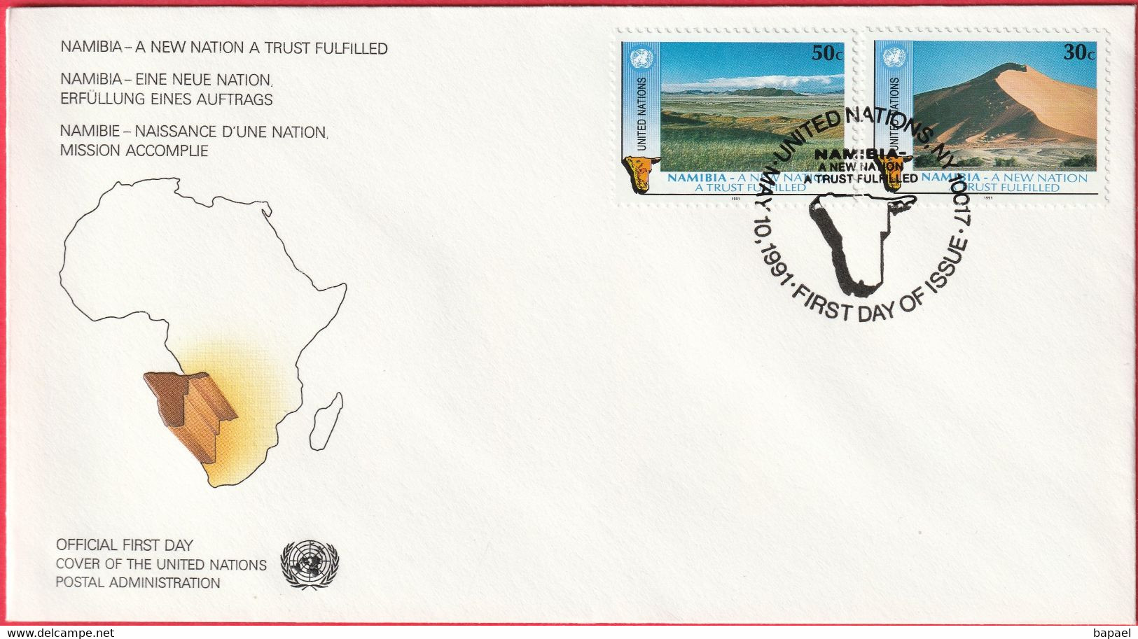 FDC - Enveloppe - Nations Unies - (New-York) (10-5-91) - Namibie - Naissance D'Une Nation (Recto-Verso) - Cartas & Documentos