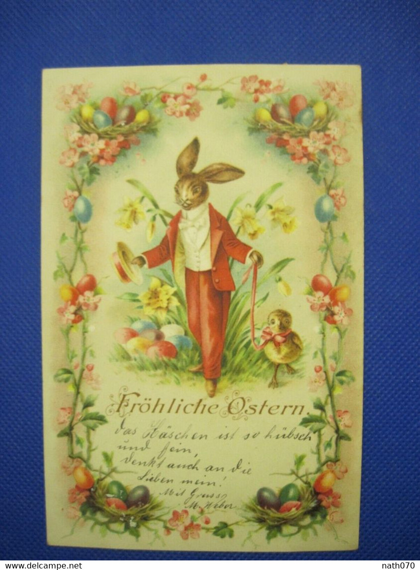 AK 1902 CPA Tiere Kaninchen Litho Heiligenstein BARR Fröhliche Ostern Joyeuses Pâques - Easter