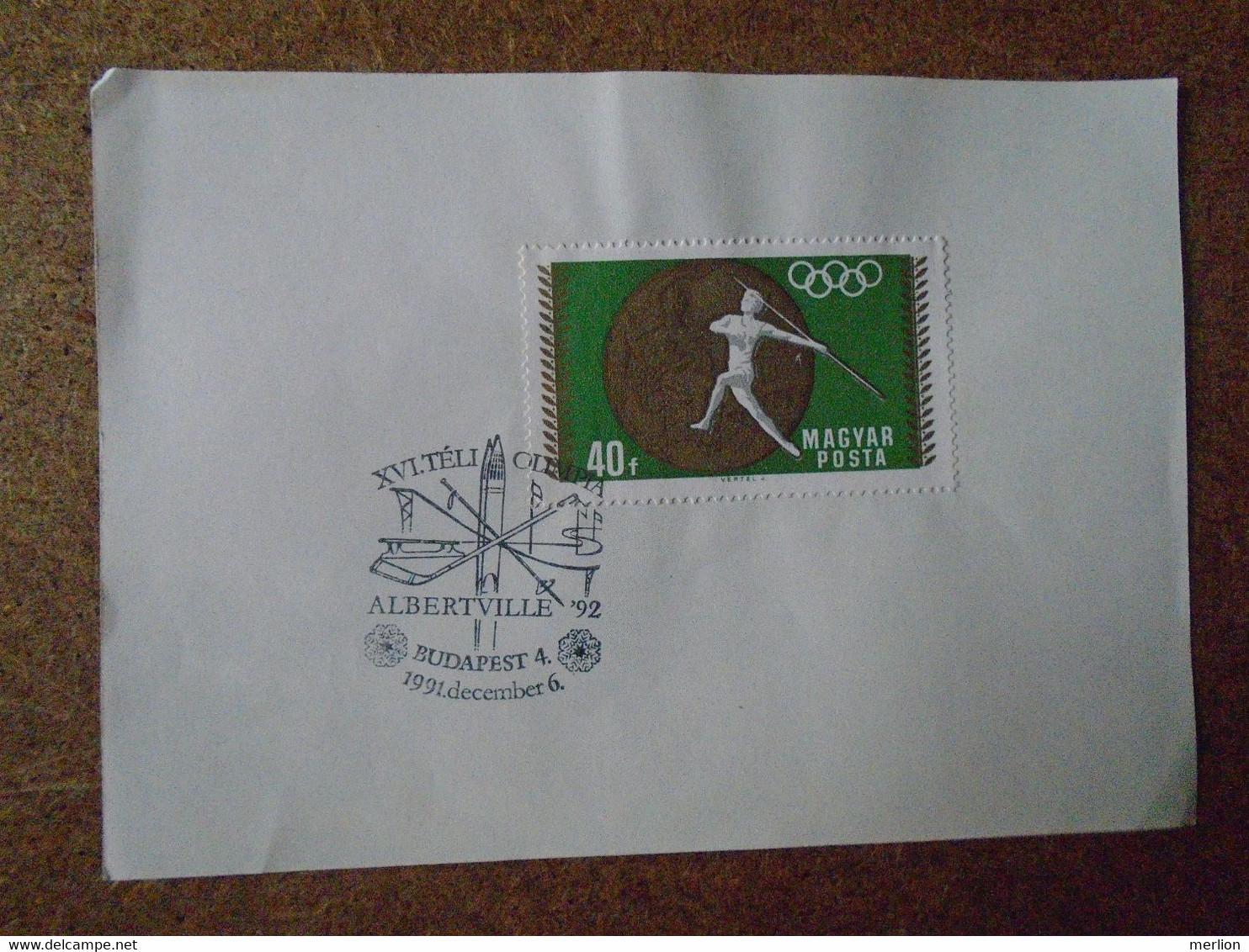 D191054  Hungary  Commemorative Handstamp  -Winter Olympic Games -Albertville '92  -  1991  - Budapest - Other & Unclassified