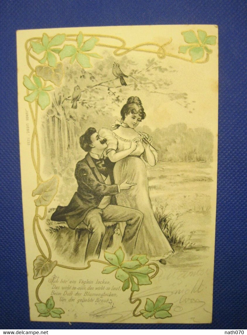 AK 1902 CPA Liebespaar Litho Heiligenstein BARR Elsass Paar Prägekarte DR Couple Cpa Gaufrée - Couples