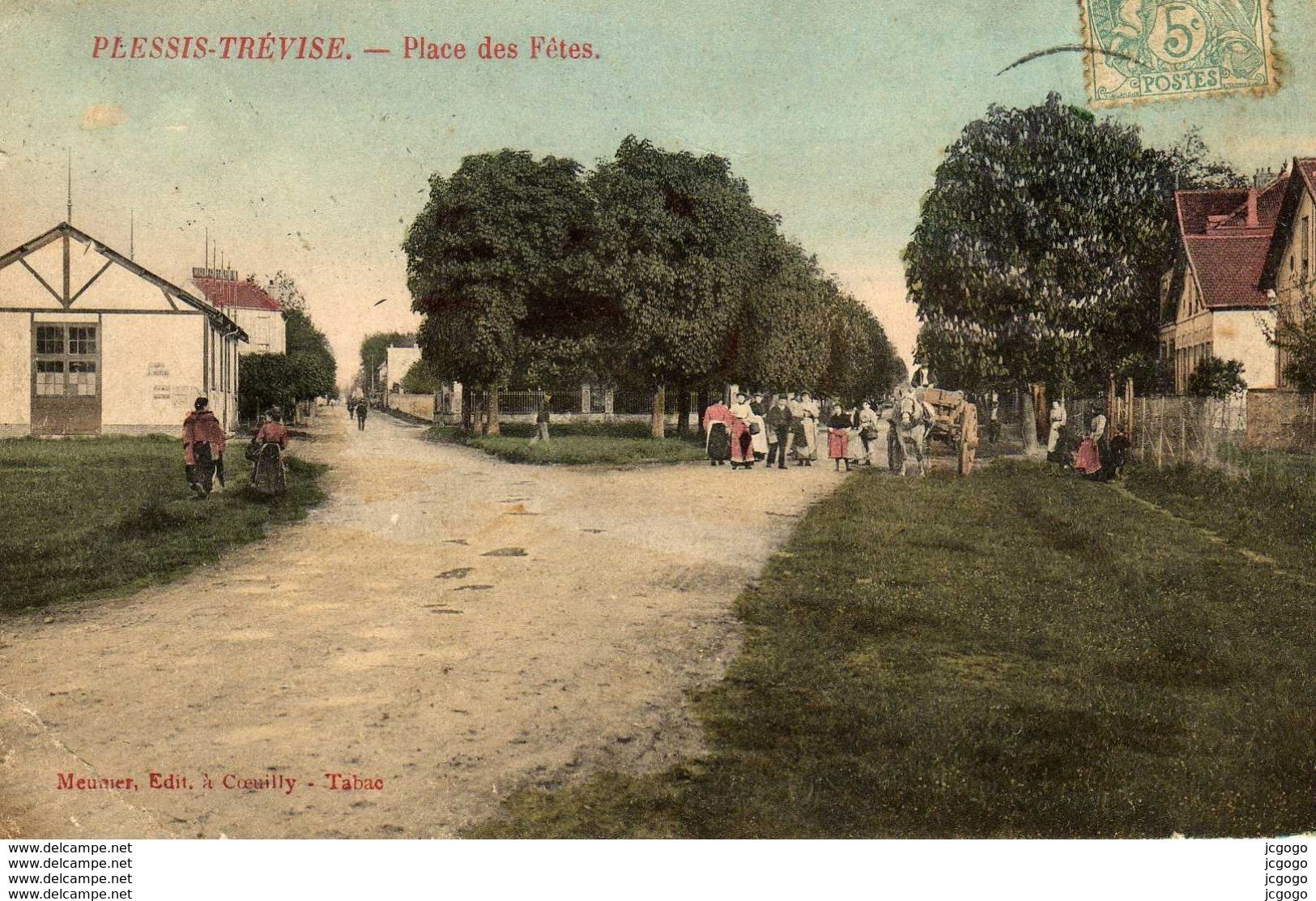 PLESSIS-TRÉVISE.  Place Des Fêtes.  Carte écrite En 1906  2 Scans - Le Plessis Trevise